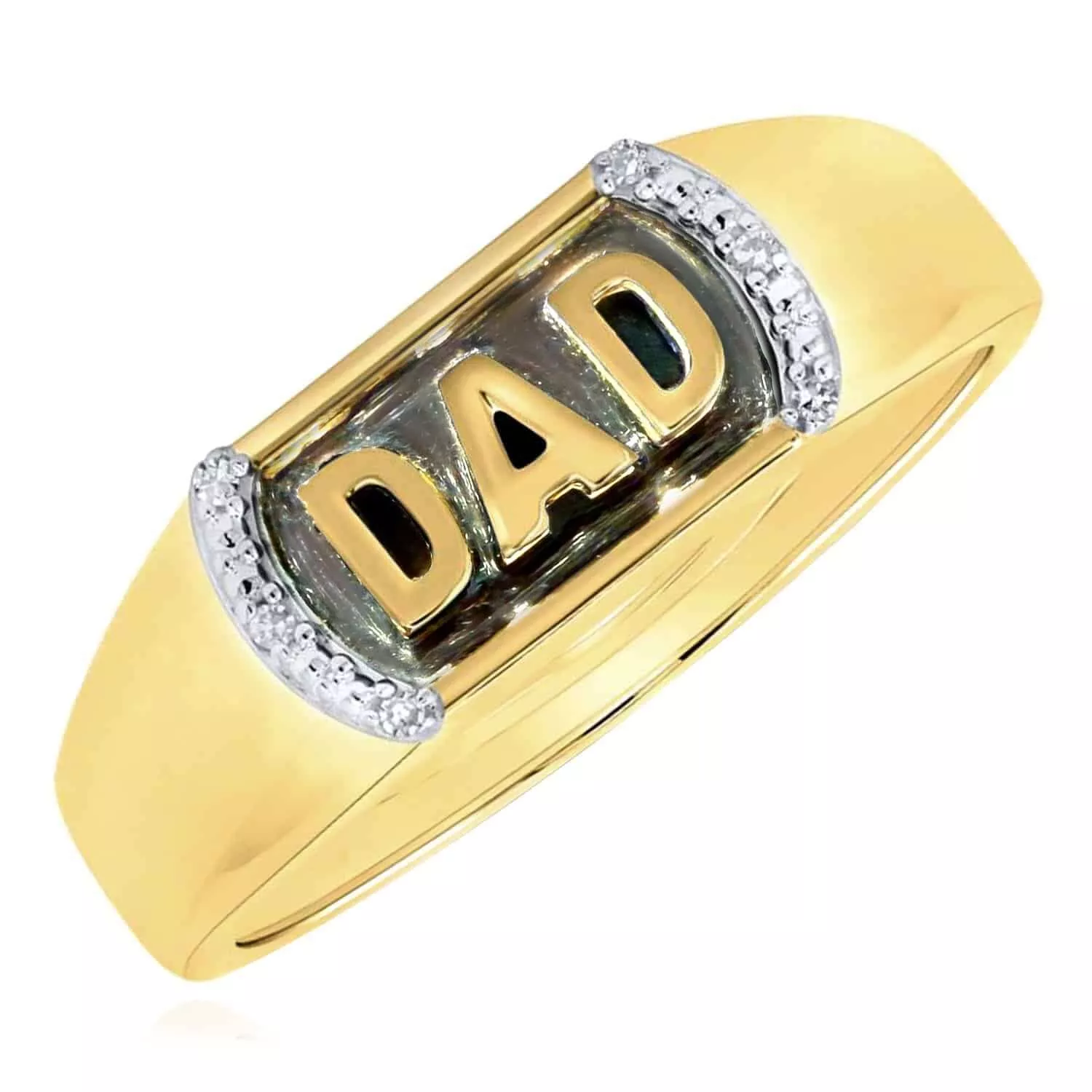 0.02CTW Natural Diamond 10K Yellow Gold DAD Signet Ring