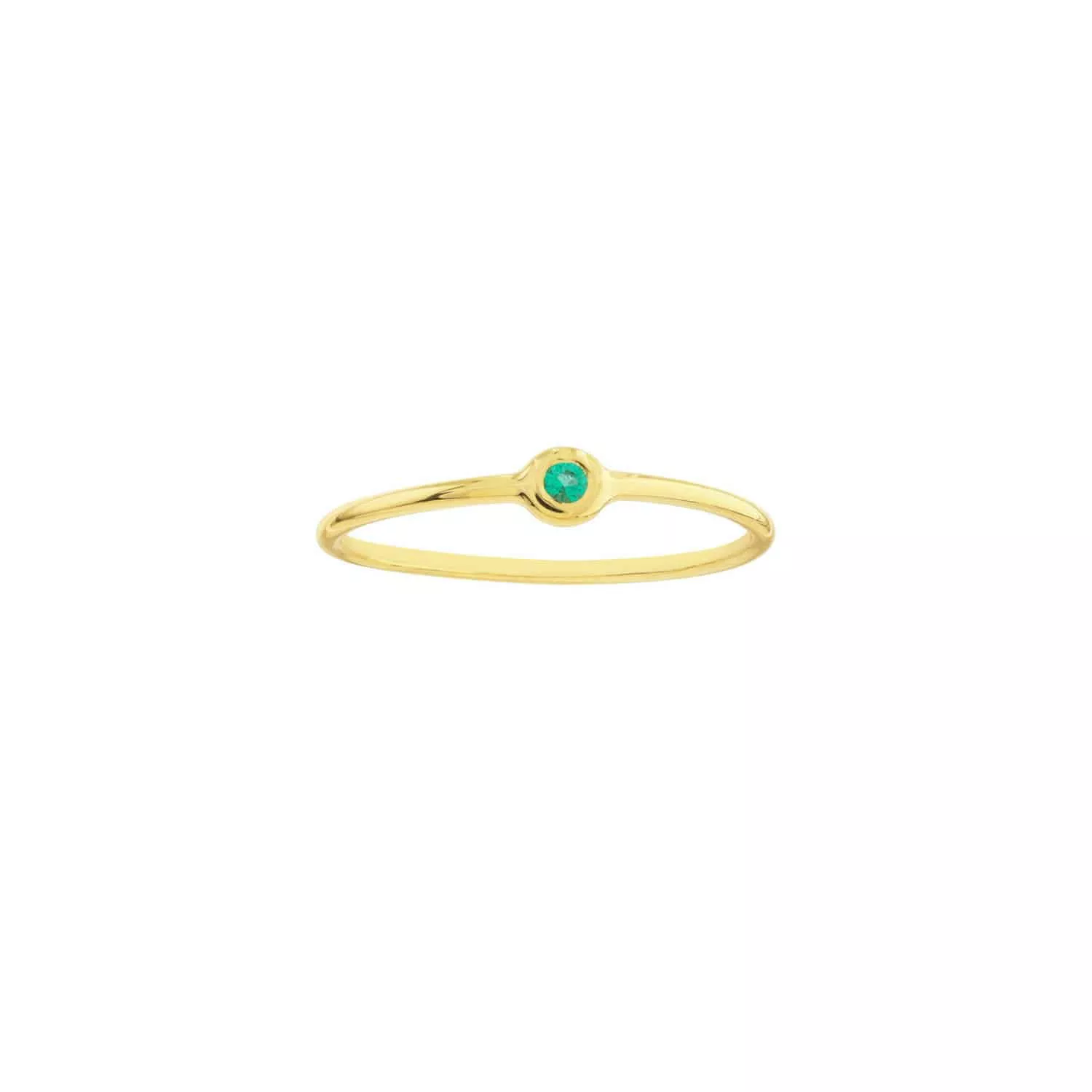 0.03CT Real Emerald 14K Gold Bezel Wire Stackable Ring