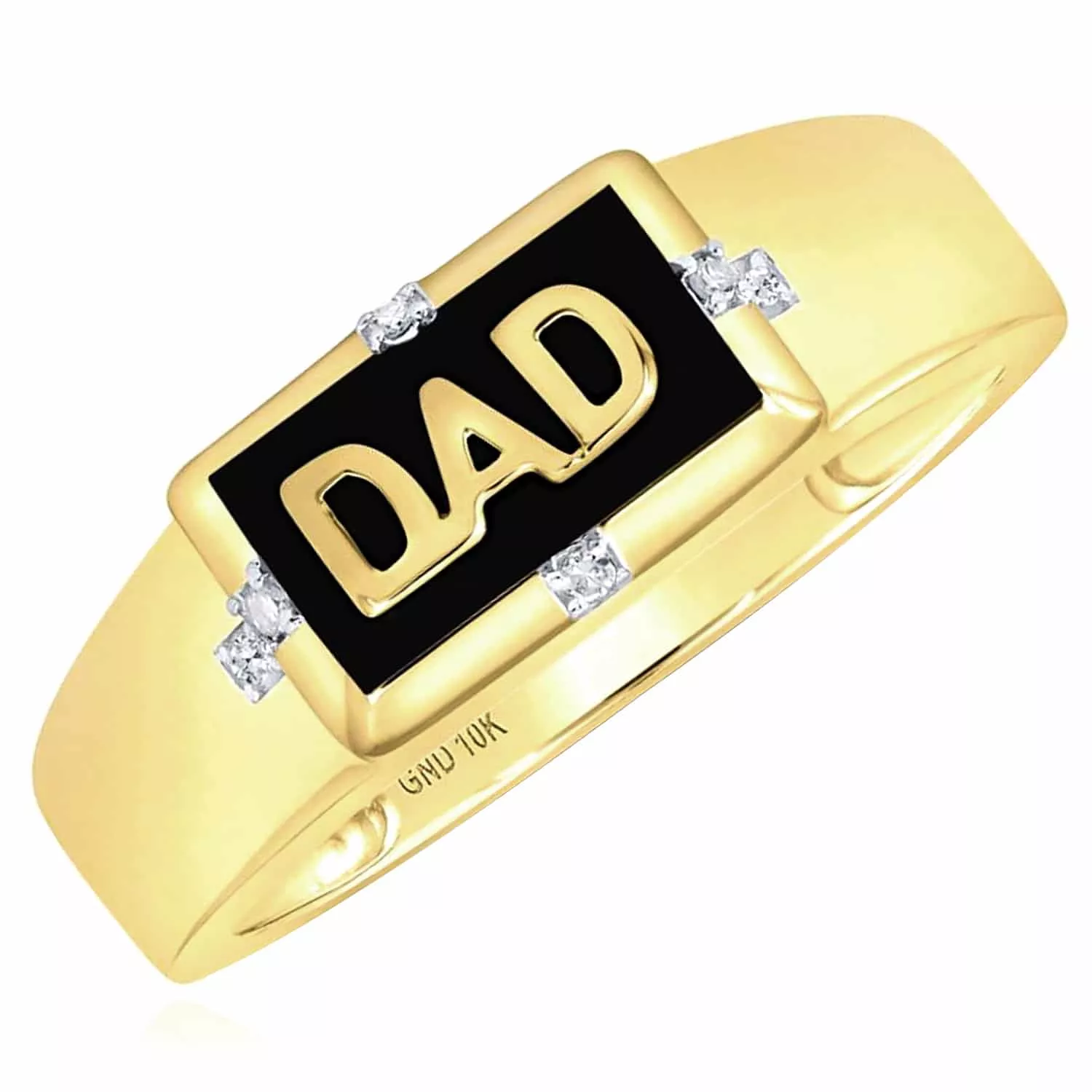 0.03CTW Natural Diamond 10K Yellow Gold DAD Signet Ring