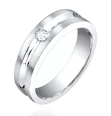 0.06ct Diamond Band On 14k White Gold.