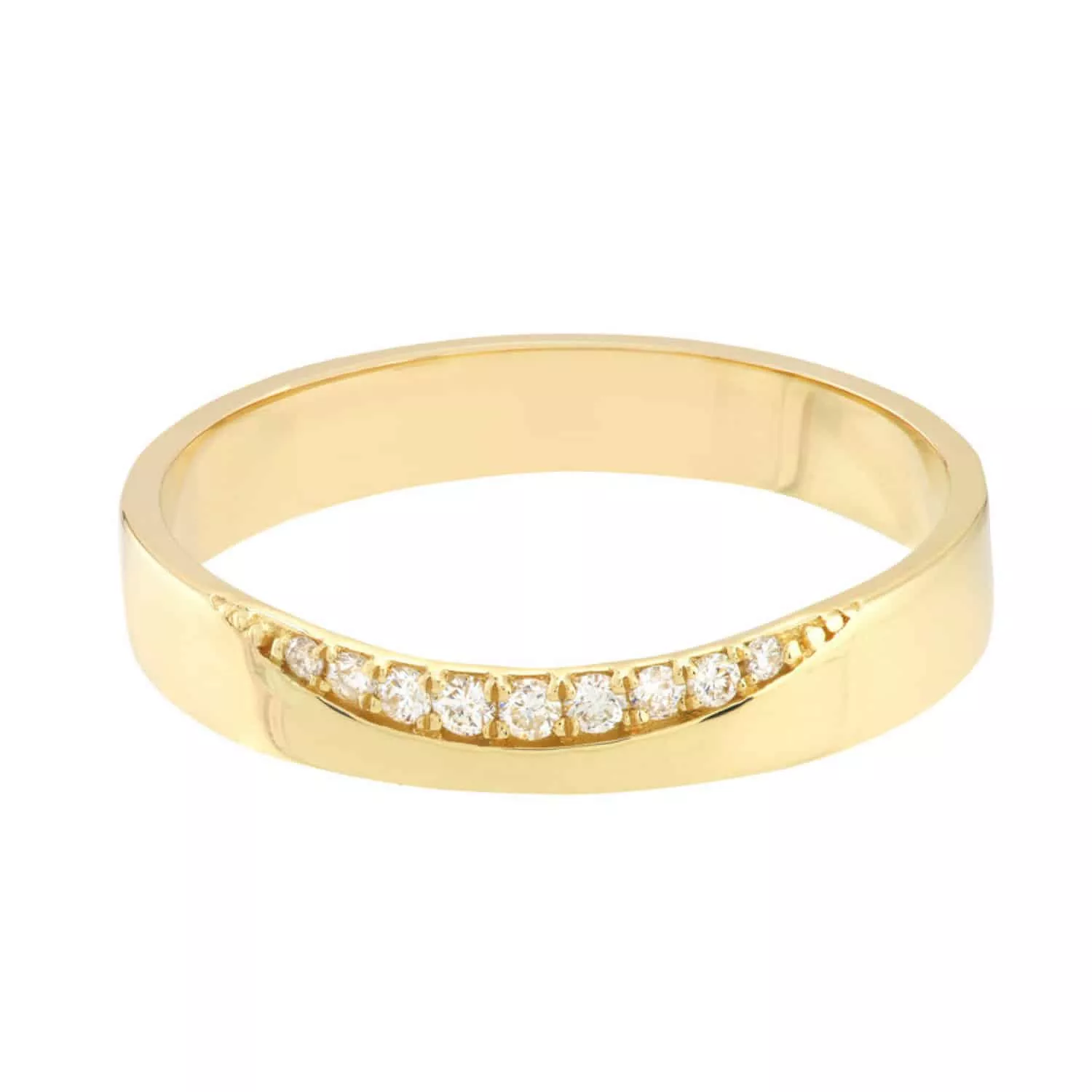 0.06CTW Natural Diamond 14K Yellow Gold Curved Side Band Ring
