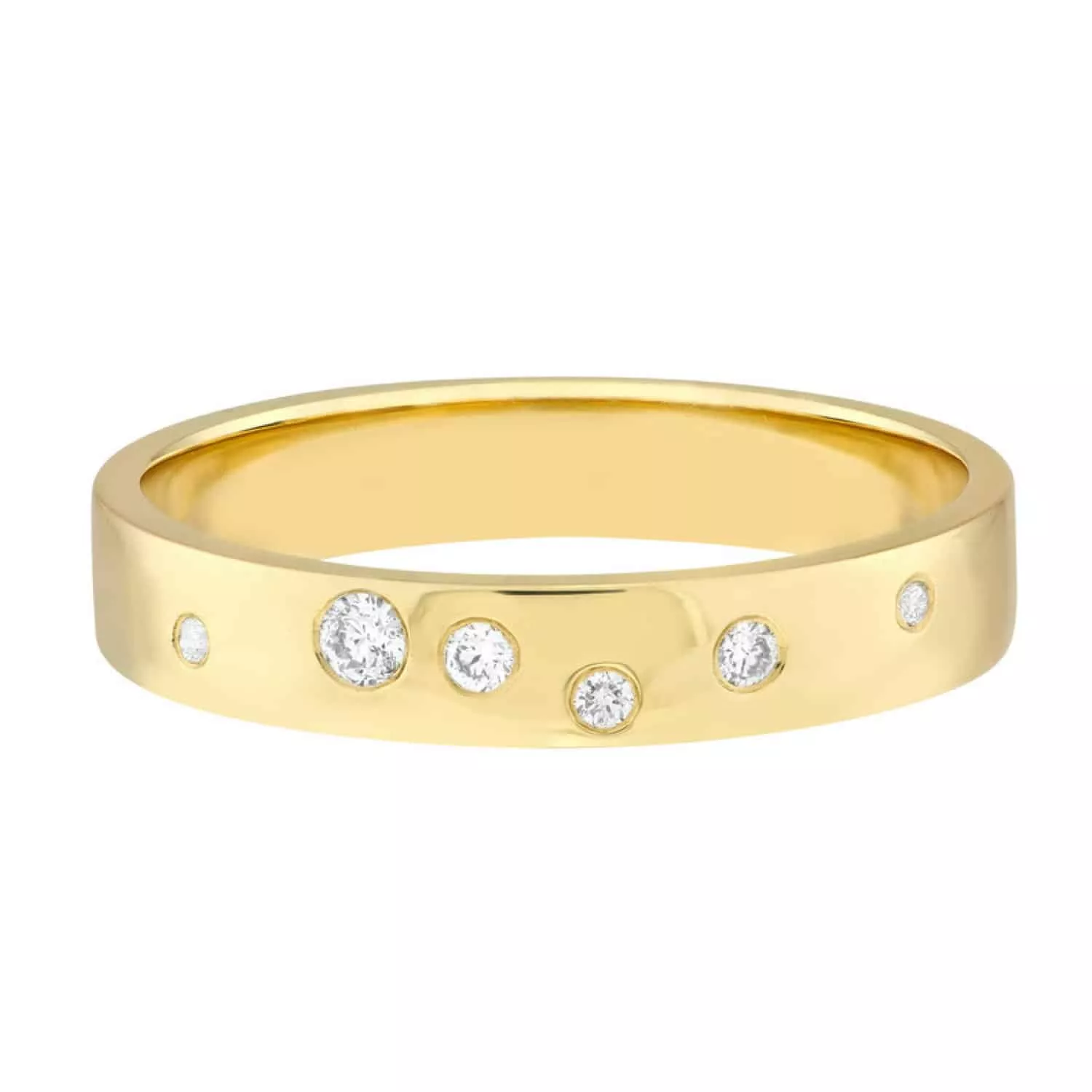 0.06CTW Natural Diamond 14K Yellow Gold Polished Band Ring
