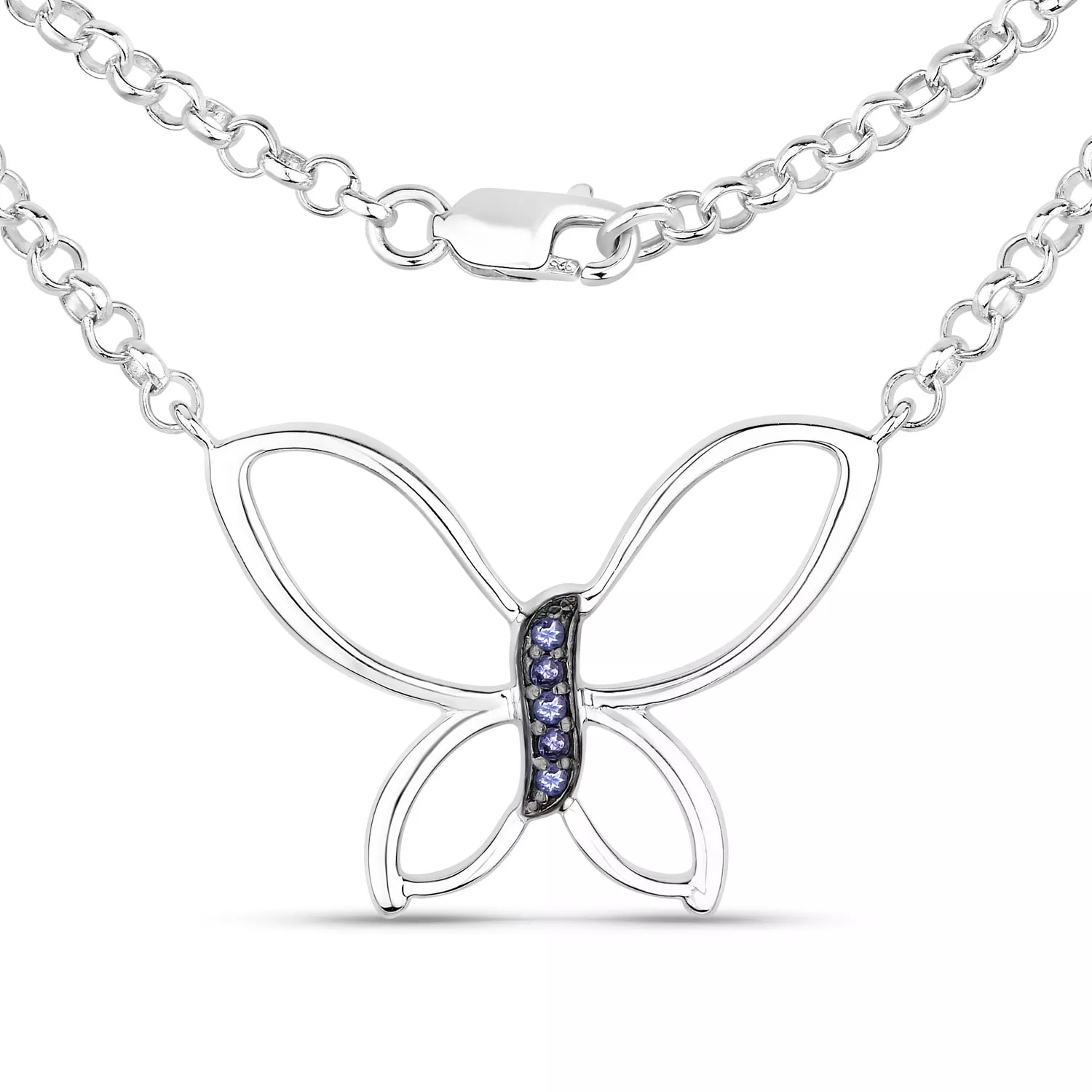 0.10 Carat Genuine Tanzanite .925 Sterling Silver Pendant