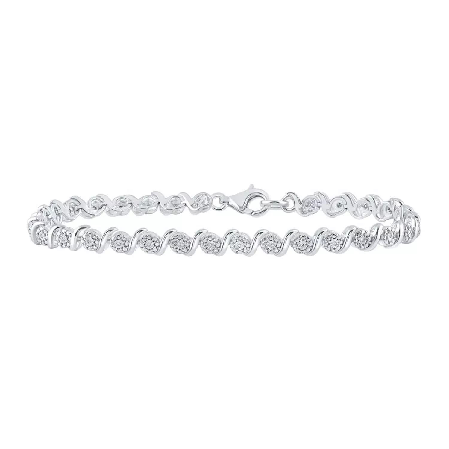 0.10CTW Natural Diamond Sterling Silver Tennis Bracelet 7.5"
