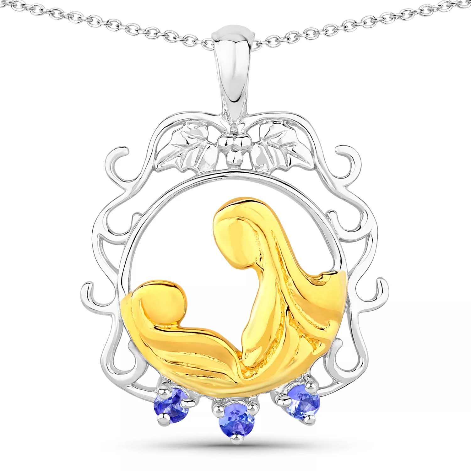 0.11 Carat Genuine Tanzanite .925 Sterling Silver Pendant