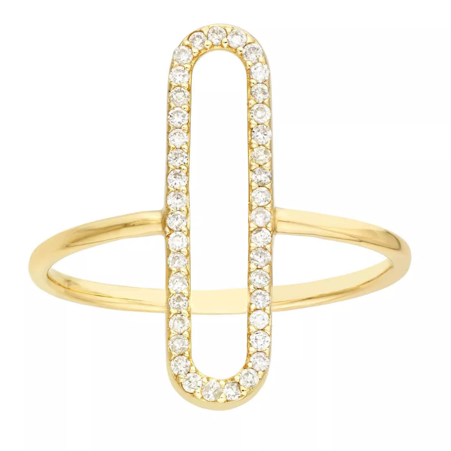 0.20CTW Natural Diamond 14K Gold Paperclip Frame Cocktail Ring