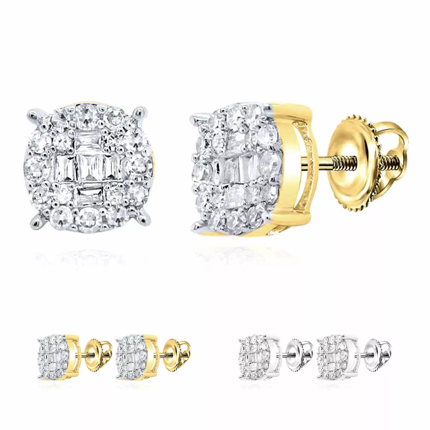 0.25CTW Natural Diamond 10K Gold White Round Screw Back Stud Earrings