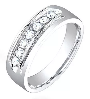 0.35ct Diamond Lady's Band On 14k White Gold.