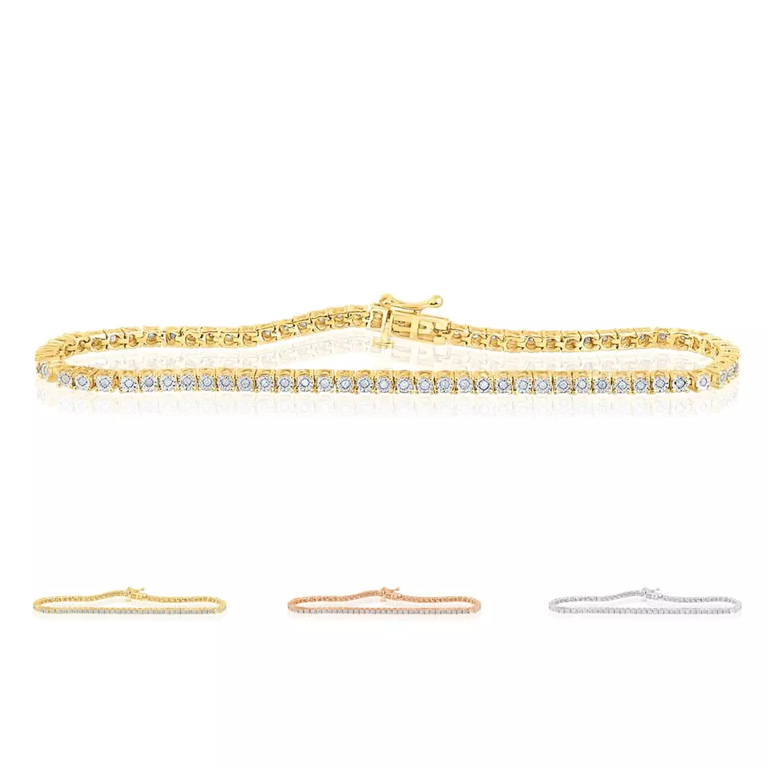 0.42CTW Natural Diamond 3mm Sterling Silver Tennis Bracelet 7"