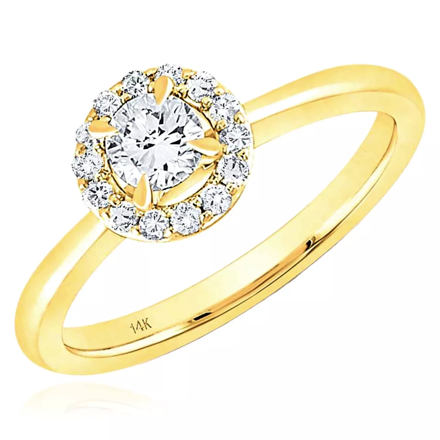 0.48CTW Natural Diamond 14K Yellow Gold Round Solitaire Bridal Engagement Ring