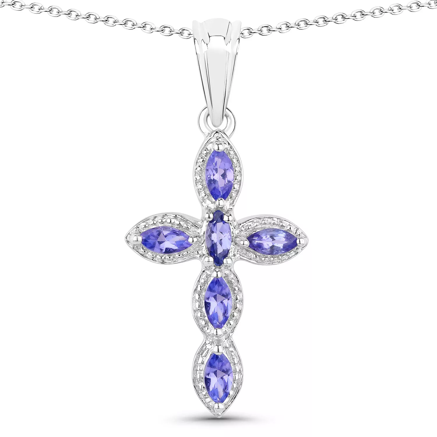 0.84 Carat Genuine Tanzanite .925 Sterling Silver Pendant