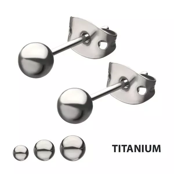 0.8mm Titanium Post and Butterfly Back Ball Stud Earrings