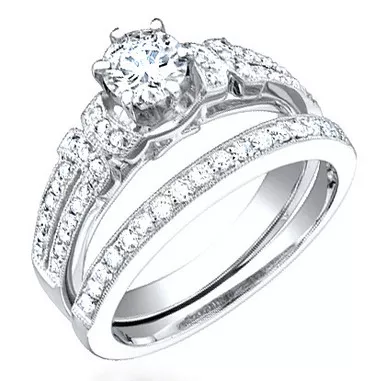 0.95ct Tw Diamond Wedding Set On 18k White Gold.