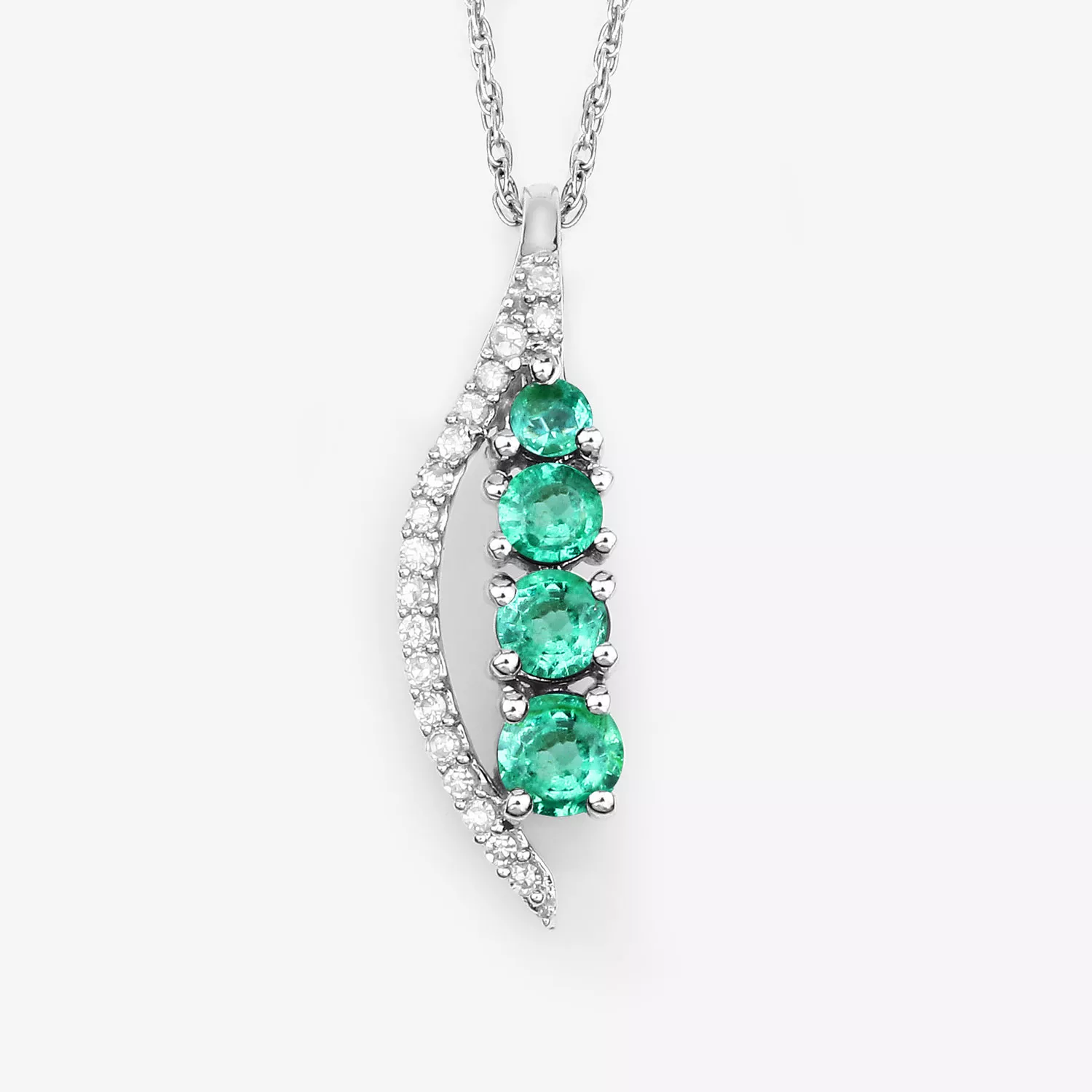 1.18 Carat Genuine Zambian Emerald and White Diamond 10K Yellow Gold Pendant