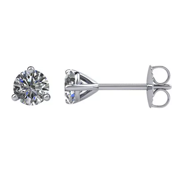 1 /2 CTW Diamond Friction Post Stud Earrings in 14kt White Gold
