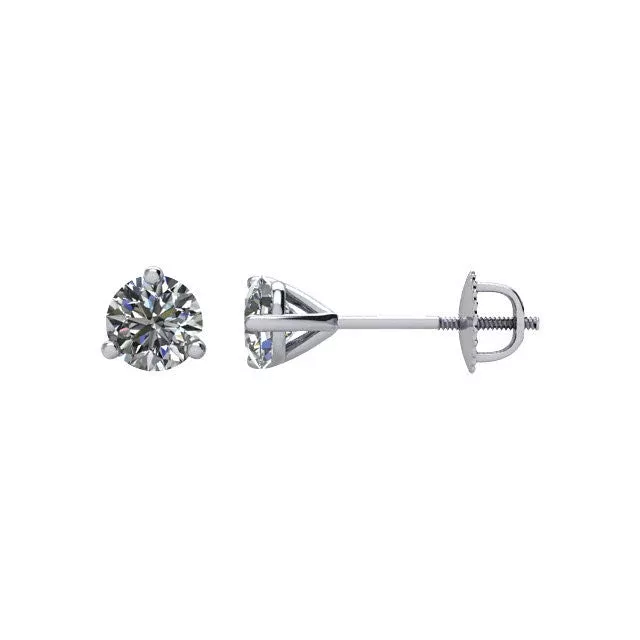1 /2 CTW Diamond Threaded Post Earrings in 14kt White Gold