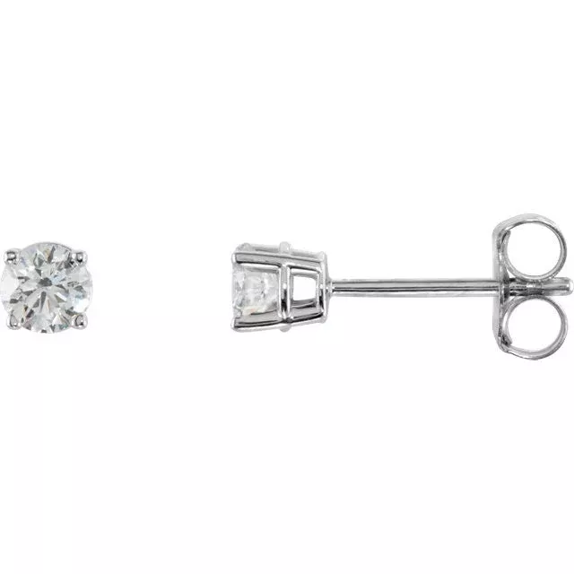 1 /3 Carat TW AGS Certified Round Diamond Solitaire Stud Earrings in 14K White Gold (K /L Color - I1 /I2 Clarity)