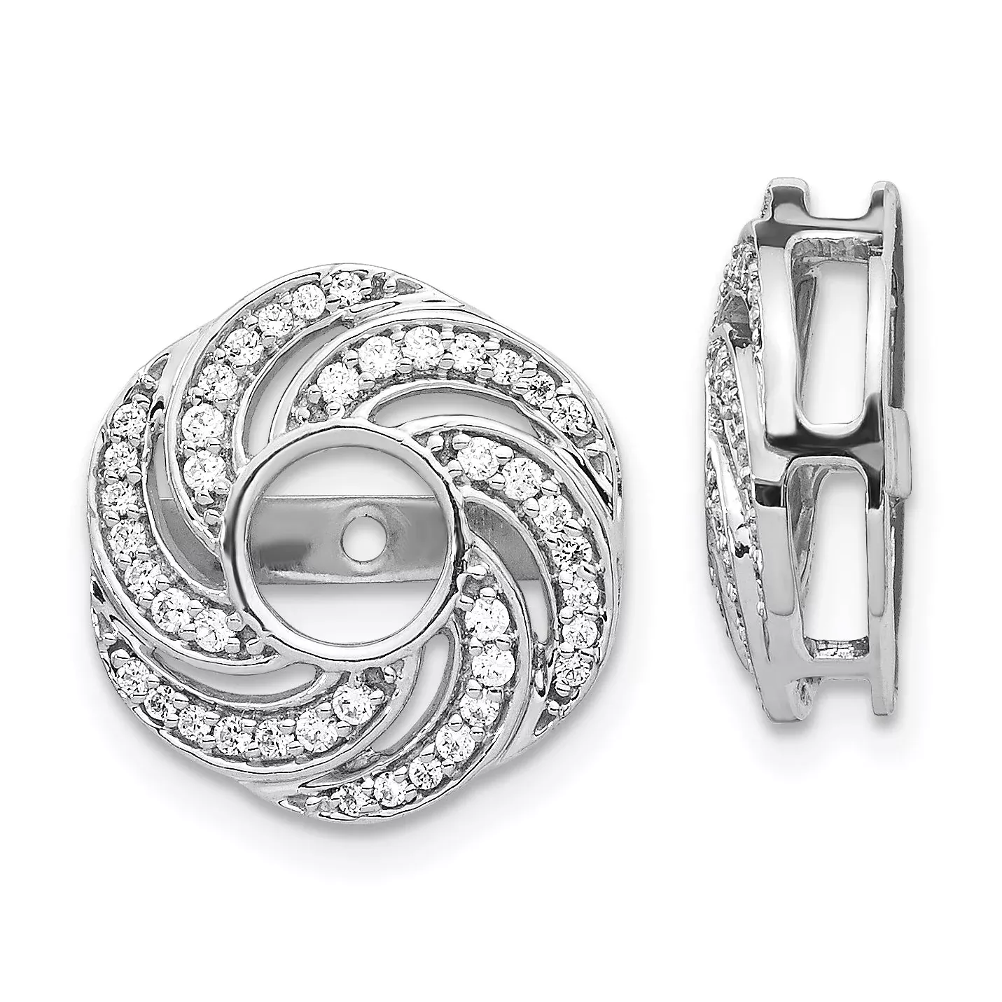 1 /3 Ct Real Diamond Swirl Design Earring Jackets in 14K White Gold Fine Jewelry