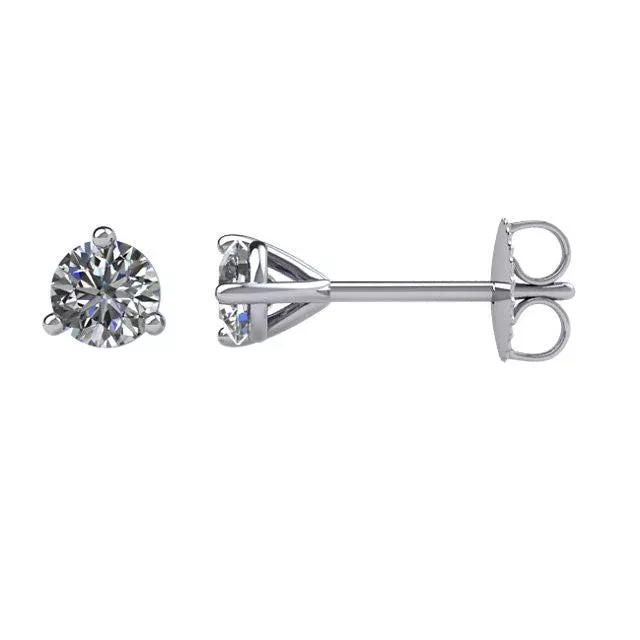 1 /3 CTW Diamond Friction Post Stud Earrings in 14kt White Gold