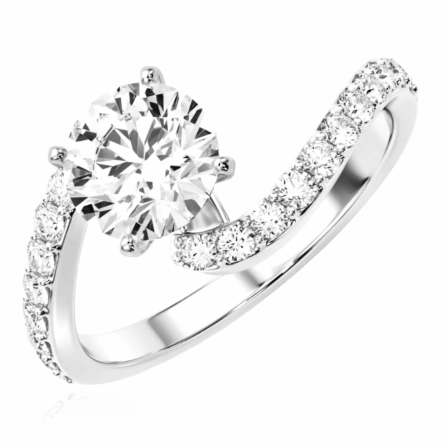 1.33CTW Lab-Grown Diamond 18K Gold White Wavy Engagement Ring