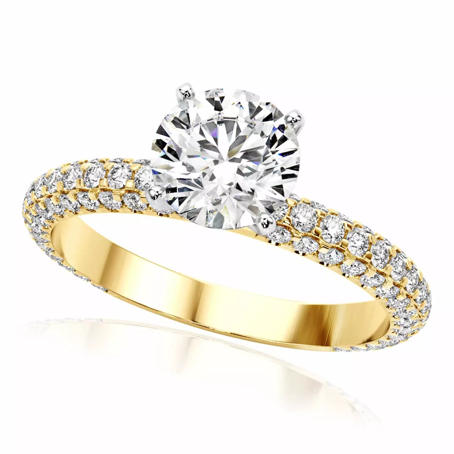 1.45CTW Lab-Grown Diamond 18K Gold Yellow Engagement Ring