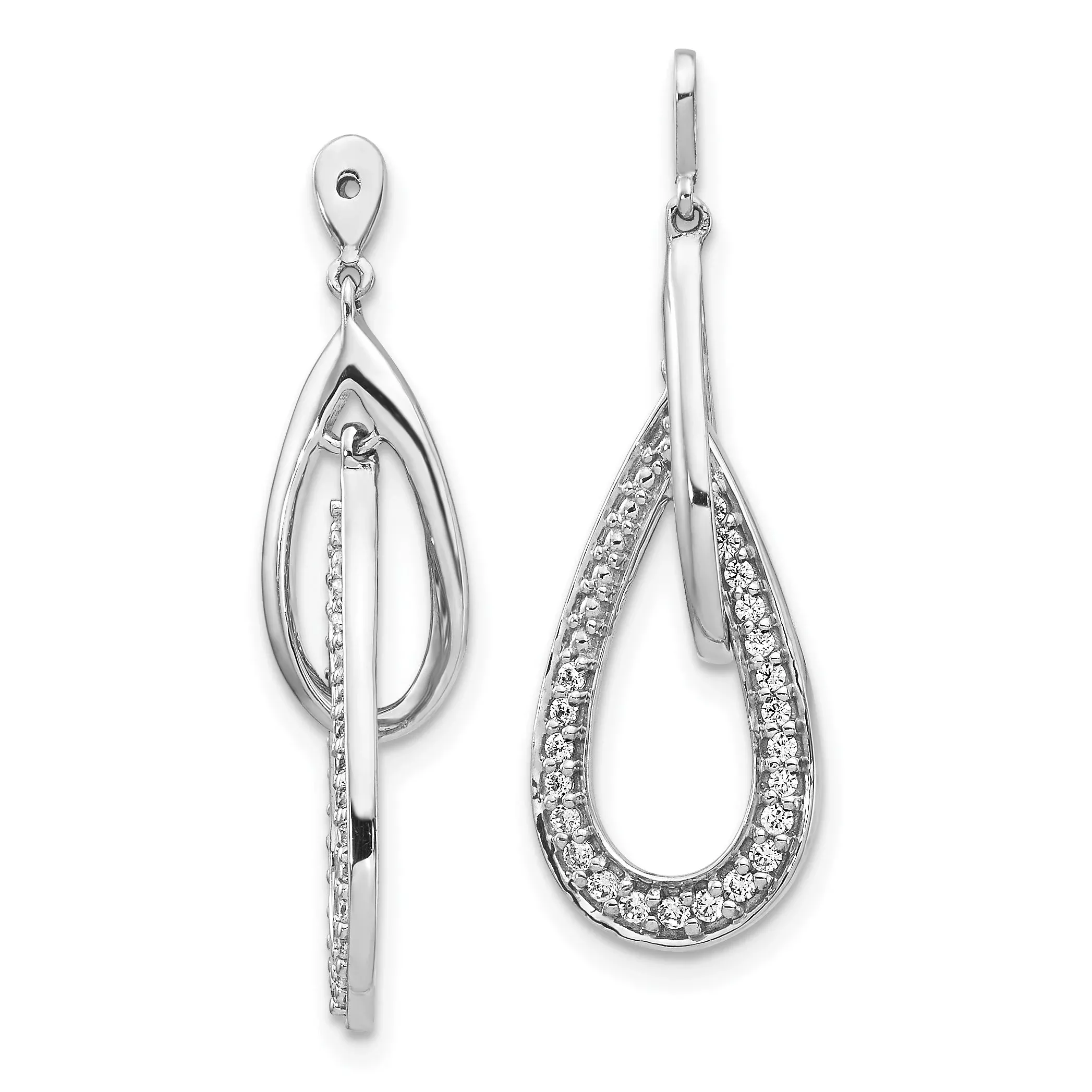 1 /4Ct. Double Teardrop Dangle Diamond Earring Jackets in 14k White Gold