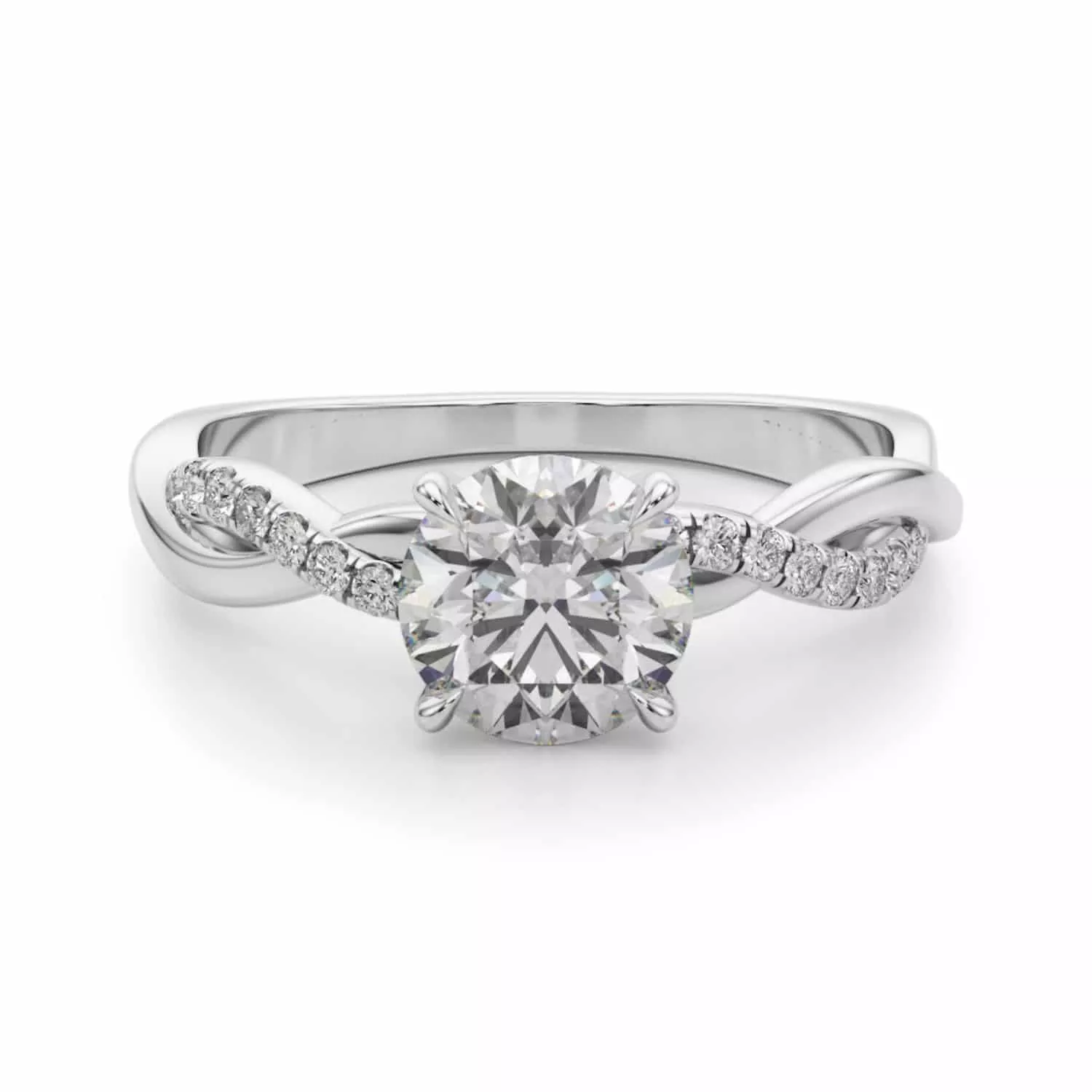 1.60CTW Lab-Grown Diamond 18K Gold White Twisted Split Shank Engagement Ring