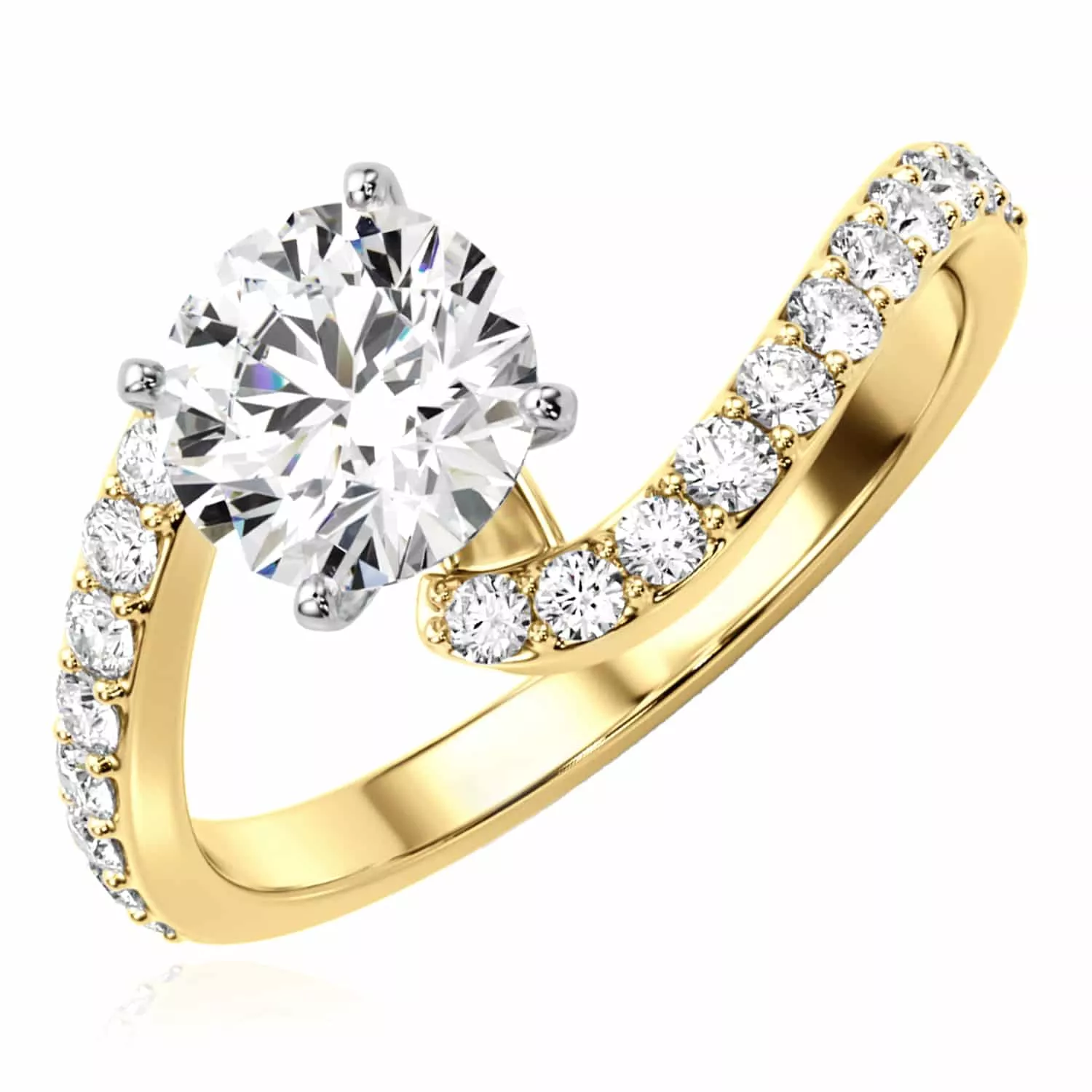 1.83CTW Lab-Grown Diamond 18K Gold Yellow Wavy Engagement Ring