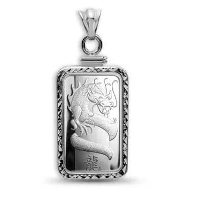 1 oz Silver Pamp Suisse Year of the Dragon Bar Encased in Sterling silver