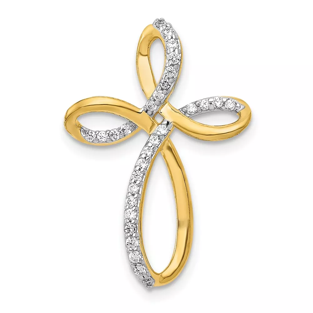 10K 1/6ct. Diamond Cross Chain Slide