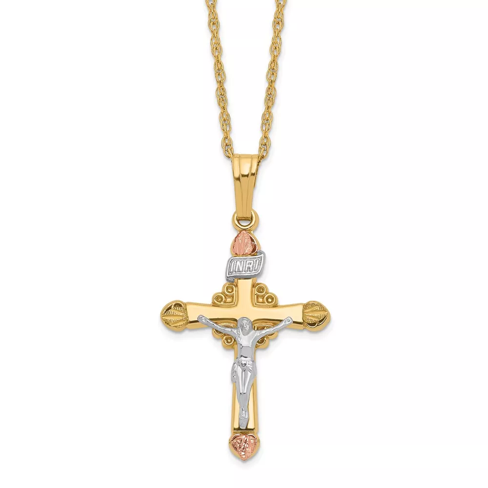 10k & 14k Gold Filled w/ 12k Accents Cross Necklace