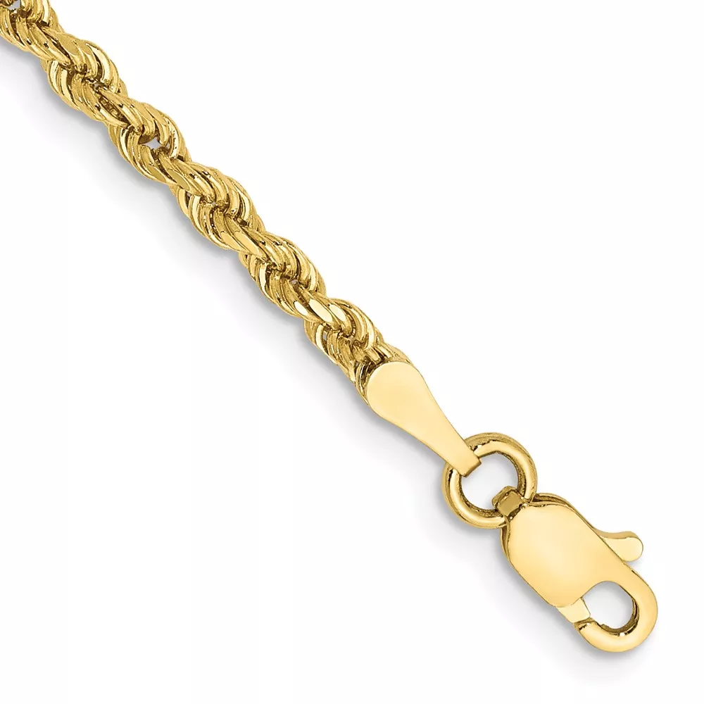 10k 2.25mm Diamond-cut Rope Chain Anklet