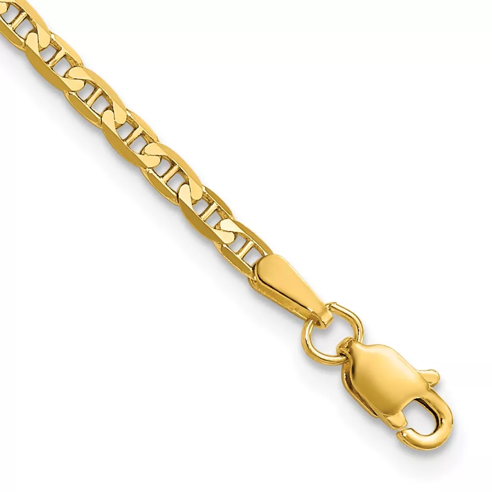 10k 2.4mm Concave Anchor Chain Anklet