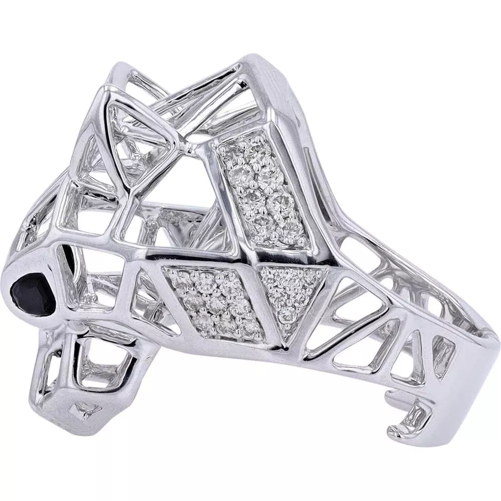10K Gold Black Onyx Panther Ring with Diamond Accents - 0.40 Carat Main Stone, 0.50 Carat Total Diamond Weight