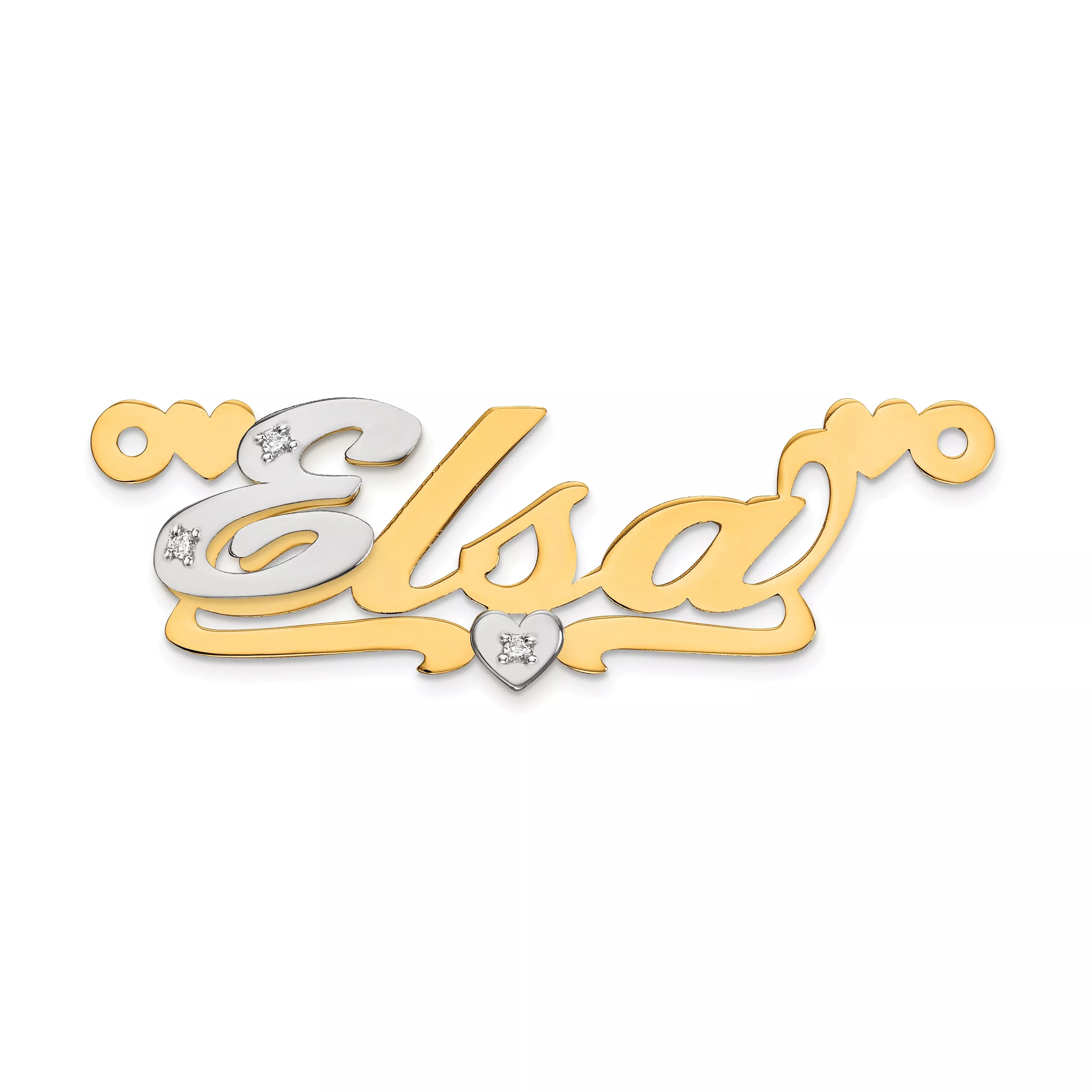 10k Two tone .02ct Diamond Name Plate