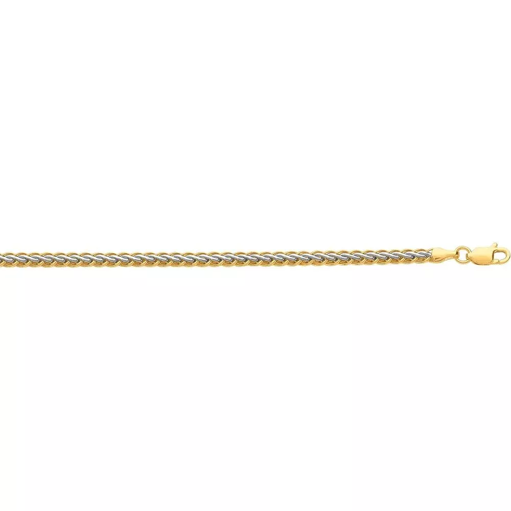 10K Two-Tone Gold 7.25" Weaved Fancy Link Bracelet with Polished Finish by Orozza Fine Jewelry