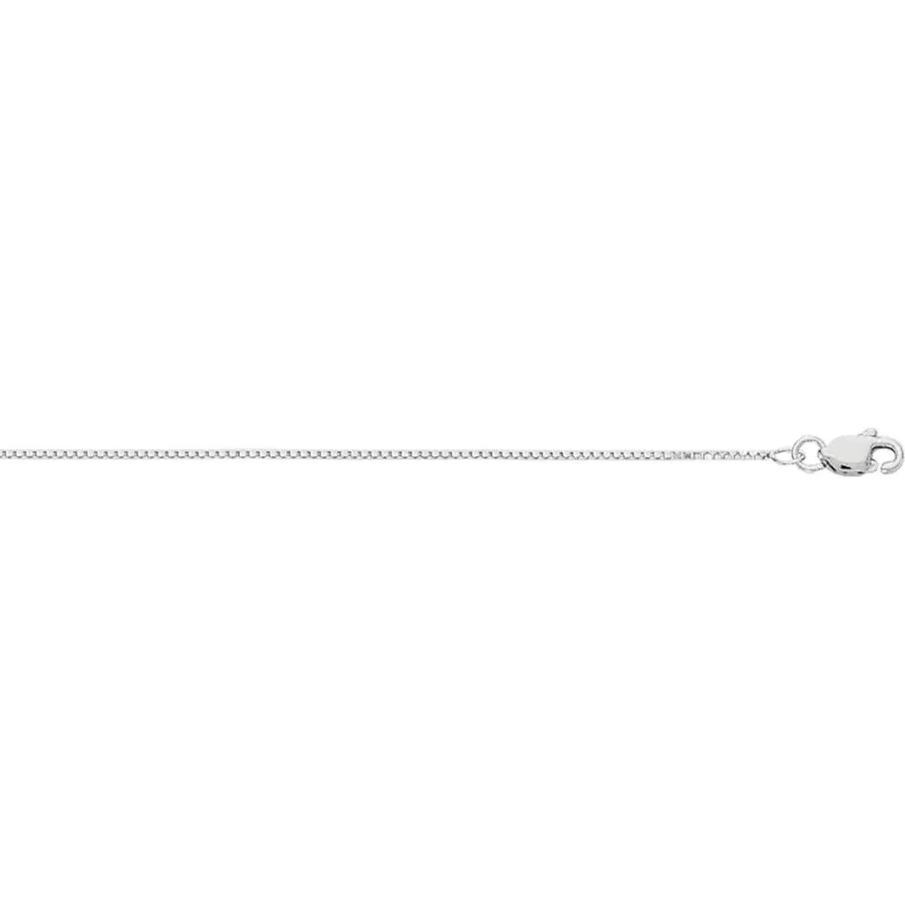 10K White Gold 0.78mm Classic Box Chain Necklace - 16" by Orozza Fine Jewelry