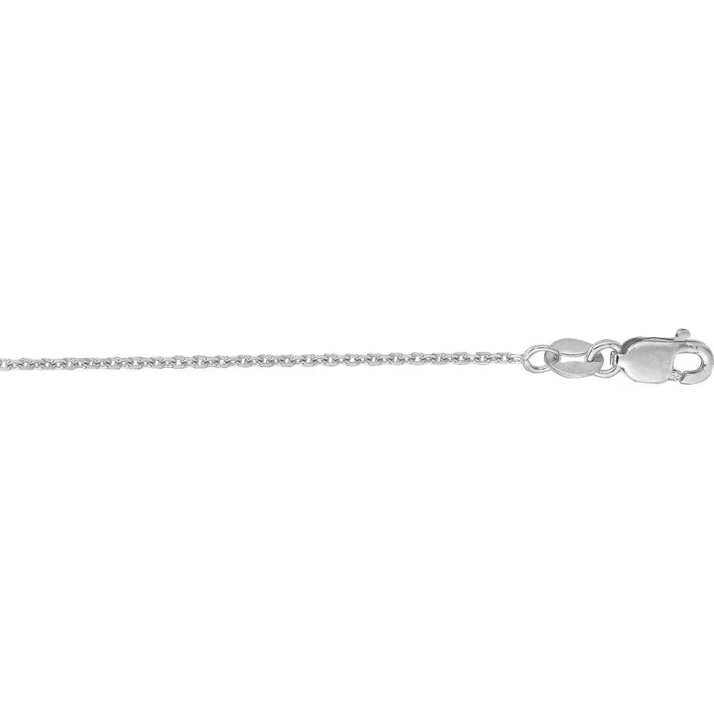 10K White Gold 1.1mm Diamond Cut Cable Chain Necklace - 20" with Lobster Clasp by Orozza Fine Jewelry