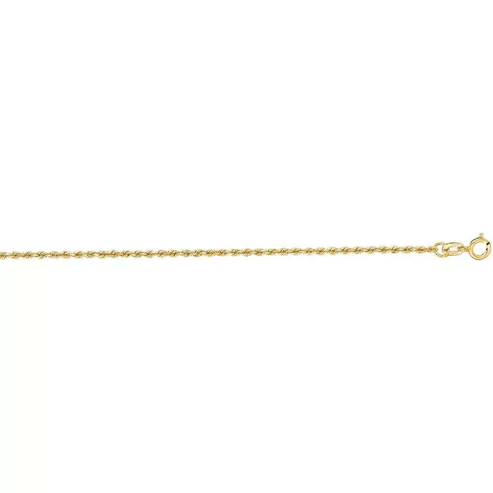 10K Yellow Gold 1.4mm Diamond Cut Solid Rope Chain Necklace - 22" by Orozza Fine Jewelry