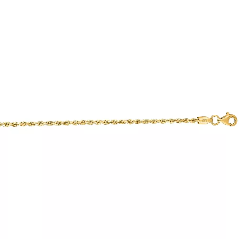 10K Yellow Gold 1.8mm Diamond Cut Rope Chain Necklace - 18" by Orozza Fine Jewelry