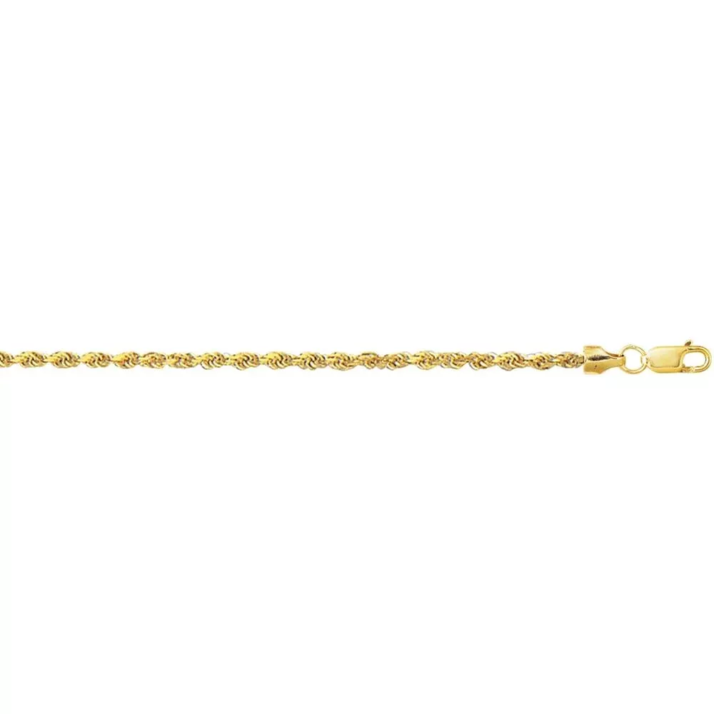10K Yellow Gold 2.0mm Diamond Cut Lite Rope Chain Necklace - 24" by Orozza Fine Jewelry