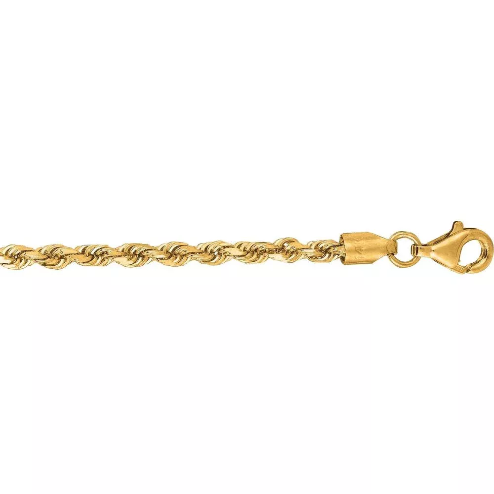 10K Yellow Gold 2.75mm Diamond Cut Solid Rope Chain Necklace - 20" by Orozza Fine Jewelry