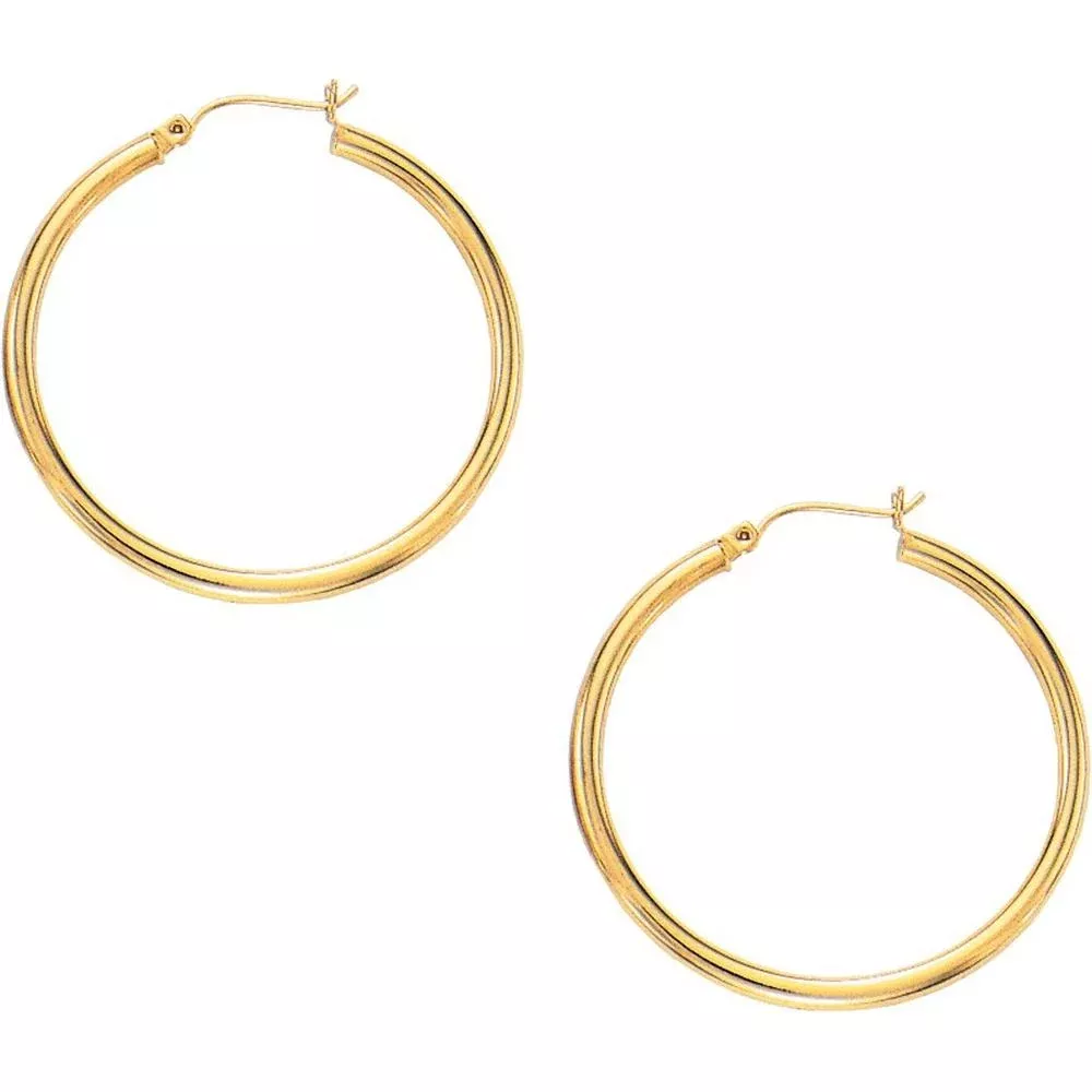 10K Yellow Gold 40mm Polished Large Hoop Earrings - Hinged Closure by Orozza Fine Jewelry