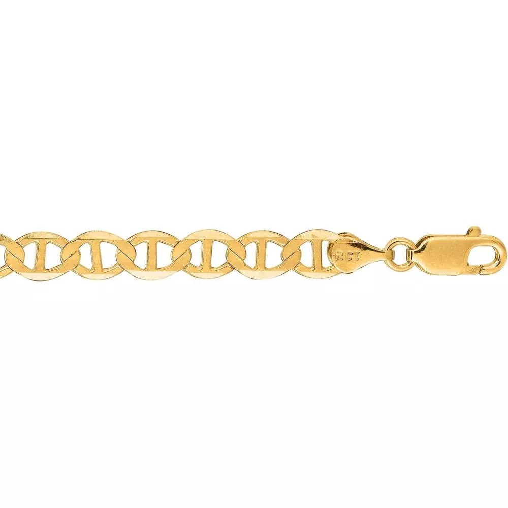 10K Yellow Gold 5.5mm Diamond-Cut Mariner Chain Bracelet - 7" by Orozza Fine Jewelry