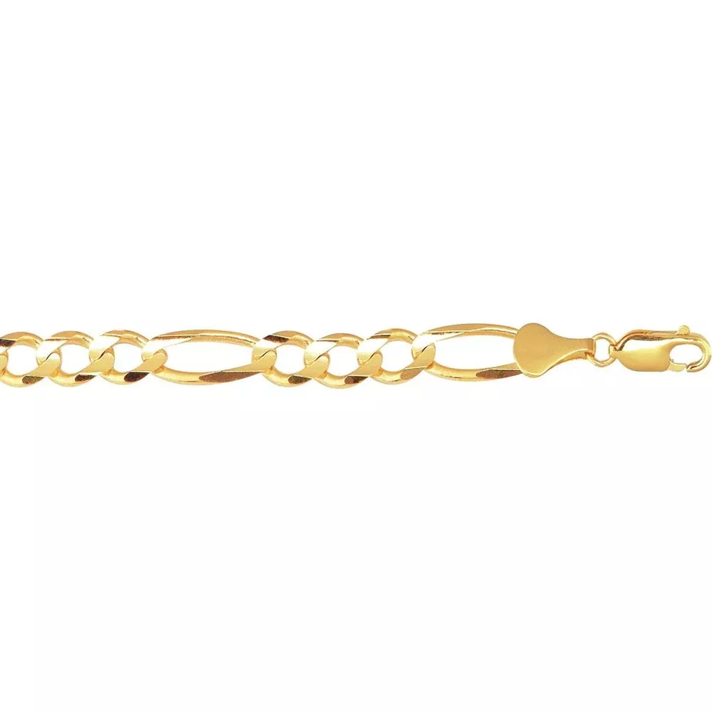 10K Yellow Gold 7.9mm Figaro Chain Necklace with Diamond Cut Finish - 24" by Orozza Fine Jewelry