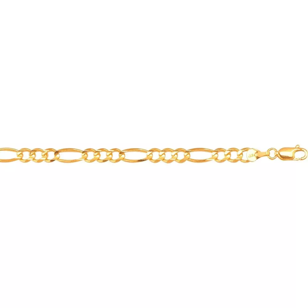 10K Yellow Gold 7" Diamond-Cut Figaro Chain Bracelet - 4.5mm Width by Orozza Fine Jewelry