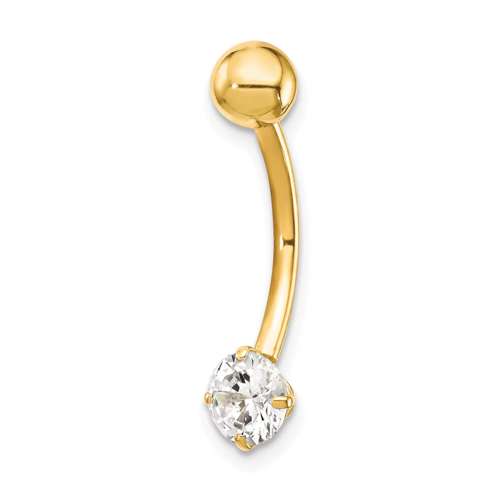10K Yellow Gold CZ Belly Dangle with Elegant 22mm Design