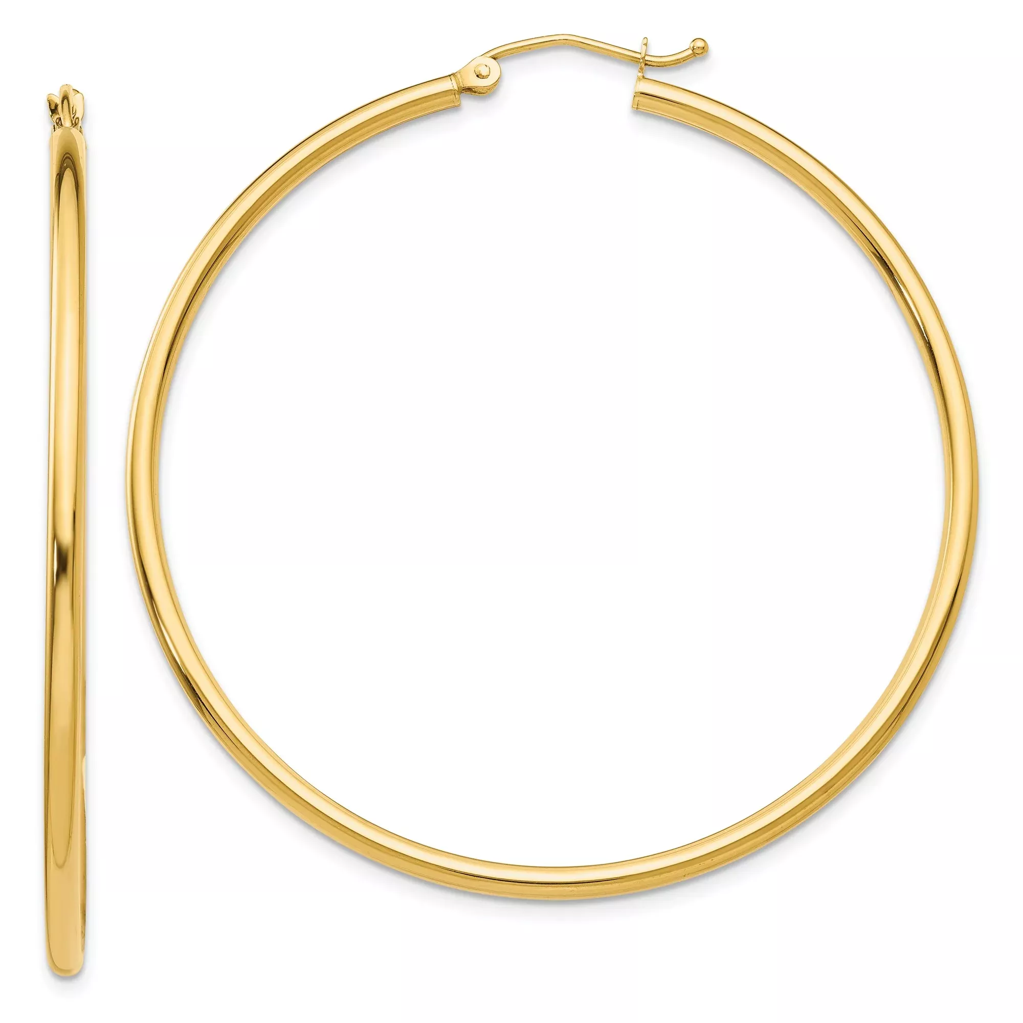 10k Yellow Gold Hoop Earrings, Classic Round Minimalist Design with Polished Finish