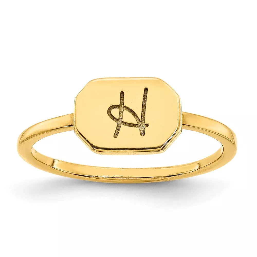 10K Yellow Gold Initial Octagon Signet Ring