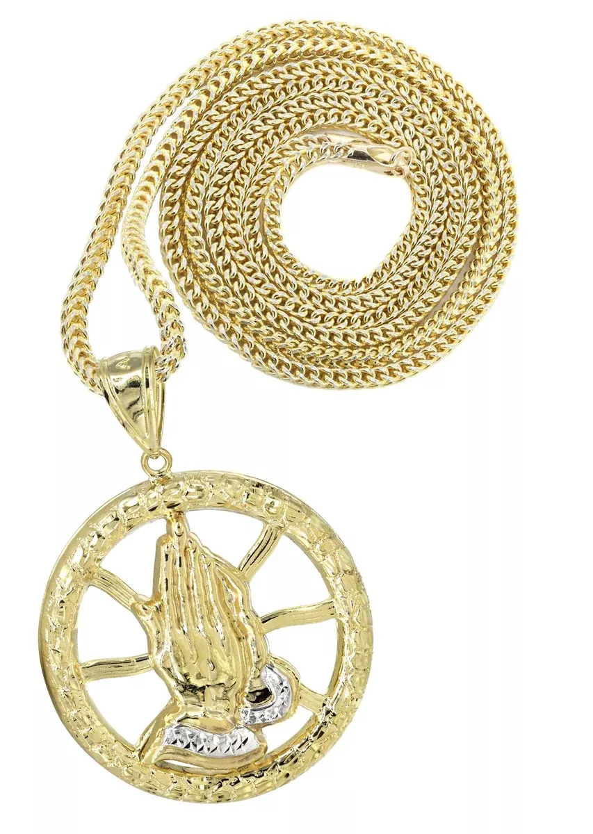 10K Yellow Gold Praying Hands Necklace | Appx. 16.8 Grams